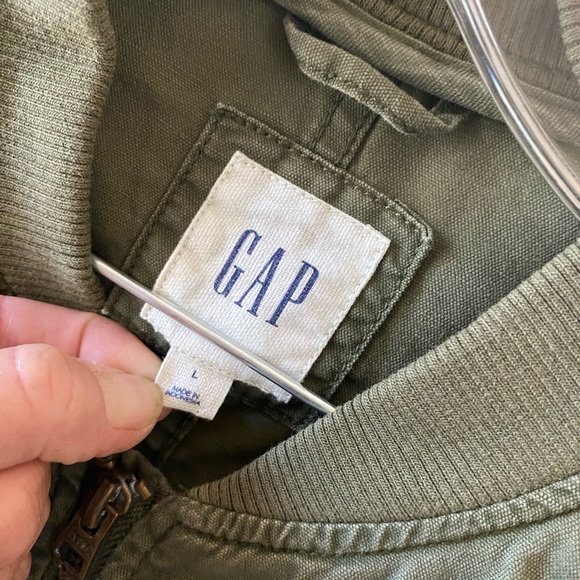 Men’s GAP Olive Green Bomber Jacket L - Picture 4 of 10